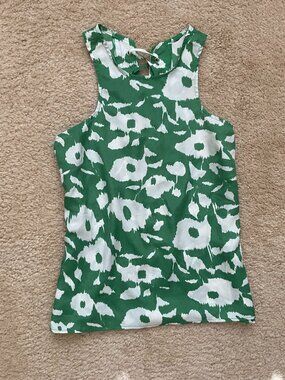 Green Floral Tank Top Corset Open Back